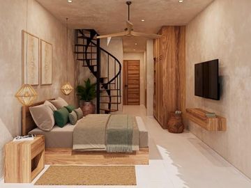 PreVenta Estudio PH en Tulum Esquina con Rooftop, Natural Pool, Fogata