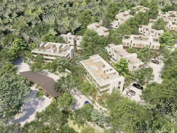 PreVenta Estudio PH en Tulum Esquina con Rooftop, Natural Pool, Fogata