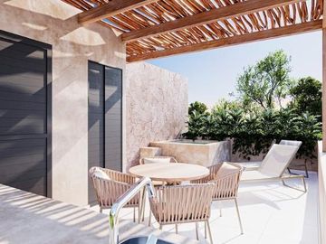 PreVenta Estudio PH en Tulum Esquina con Rooftop, Natural Pool, Fogata