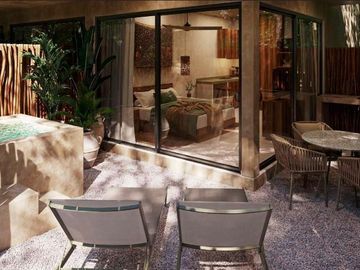 PreVenta Estudio PH en Tulum Esquina con Rooftop, Natural Pool, Fogata