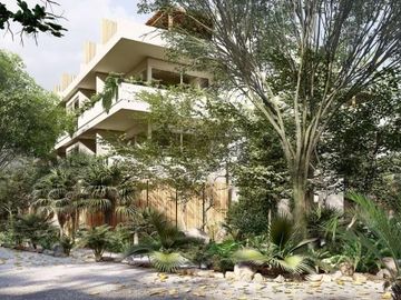 PreVenta Estudio PH en Tulum Esquina con Rooftop, Natural Pool, Fogata