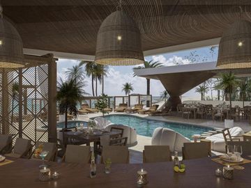 DEPARTAMENTO DE 3 HABITACIONES FRENTE AL MAR Y CLUB DE PLAYA EN COSTA MUJERES