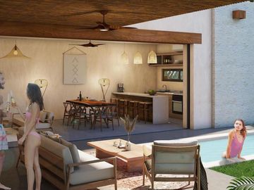 PROMOCIÓN VILLA EN TULUM CERCA DE LA PLAYA AMUEBLADA 2 HABITACIONES/ROFTOP/GYM