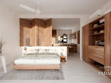 EN VENTA ESTUDIO EN TULUM|ALBERCA|SWIM UP|A 5 MINUTOS DEL MAR|AREA DE YOGA