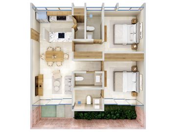 Departamento de 2 recámaras con amenidades en venta en Temozón Norte, Norte de Mérida