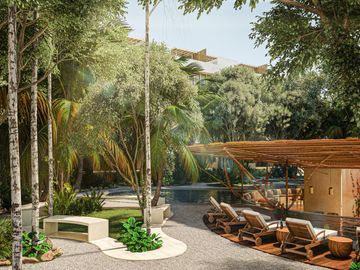HERMOSO condo 2 hab, 2 piso TULUM   VESTIBULO, BAR, GIMNASIO