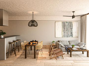 HERMOSO condo 2 hab, 2 piso TULUM   VESTIBULO, BAR, GIMNASIO