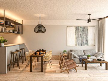 HERMOSO condo 2 hab, 2 piso TULUM   VESTIBULO, BAR, GIMNASIO
