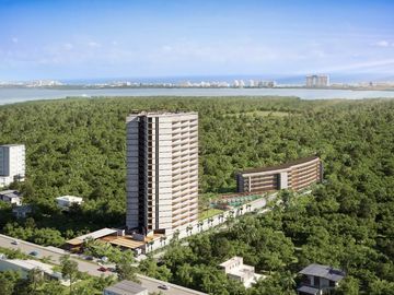 VENTA DEPARTAMENTO CANCUN 2 HAB CON TERRAZA PRIVADA INFINITYPOOL BAR CINE