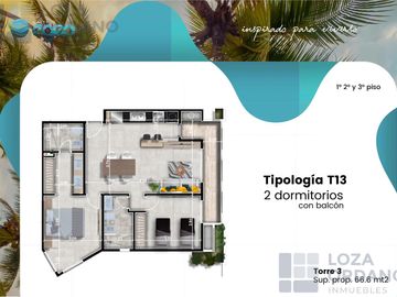 Departamento 2 dormitorios a estrenar con balcon