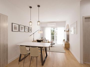 2 ambientes con balcón corrido, baño completo y cocina completa - amenities