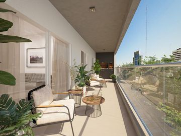 3 ambientes con balcón terraza con parrilla, dos dormitorios, dos baños y cocina completa - amenities