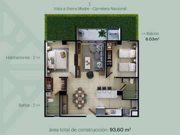 Departamento en VENTA planta baja con jardin GAIA carr nacional Monterrey