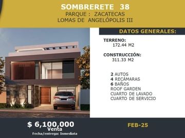 EXCLUSIVA RESIDENCIA EN VENTA EN PARQUE ZACATECAS, LOMAS DE ANGELÓPOLIS 3: CONFORT, SEGURIDAD Y PLUSVALÍA, SANTA CLARA OCOYUCAN, PUEBLA