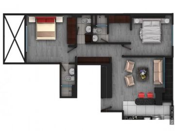 Apartamento en venta exterior con balcón, en Nicolas de Federman
