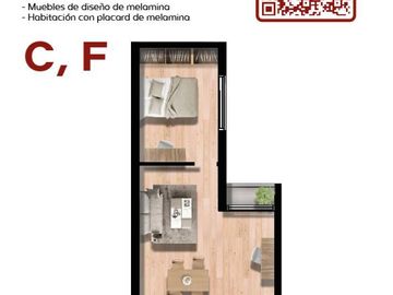 Departamento  un dormitorio al frente