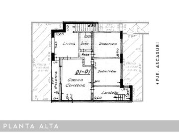 Casa de pasillo en PA con 2 dormitorios y terrazas en Alberdi