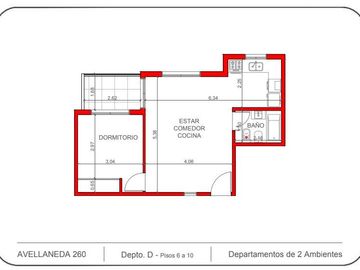 Av. Avellaneda 200  VENTA  2 ambientes a estrenar Caballito