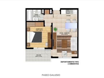 Departamento 1 dormitorio. A Estrenar. Edificio Paseo Gallesio, Zárate Centro