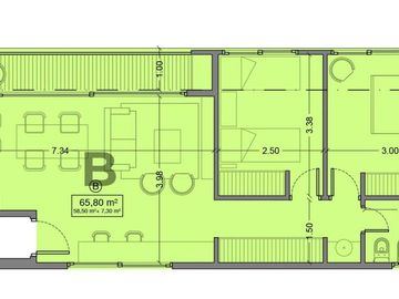 Departamento de tres ambientes en Venta en el Centro de Wilde