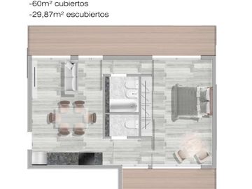 Departamento 2 ambientes con cochera Tipologia 2  Tigre  villa la Ñata
