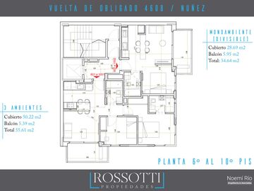 Monoambiente c/ balcón al frente - Vista Abierta - 34.64m2