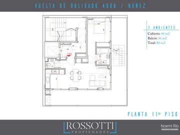 Monoambiente c/ balcón al frente - Vista Abierta - 34.64m2