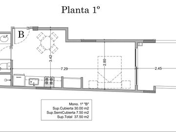 Departamento monoambiente en Venta en Almagro
