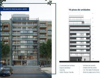 Divino 2 Ambientes con Toilette y Balcon Aterrazado a estrenar - Amenities - Opcional Venta Cochera
