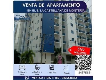 VENTA DE APARTAMENTO EN EL B/ LA CASTELLANA DE MONTERIA
