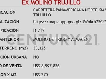 VENDO LOCAL INDUSTRIAL EN TRUJILLO - MOLINO DE TRIGO Y ALMACEN