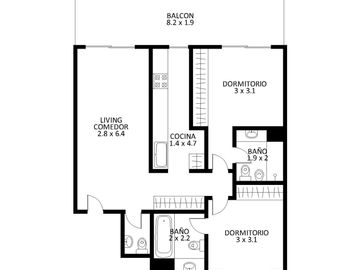 Departamento 3 ambientes con terraza propia, colegiales. 1 cochera