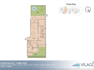 Venta departamento 3 ambientes con dependencia y jardin en Vilago  Puerto Escondido - Nordelta