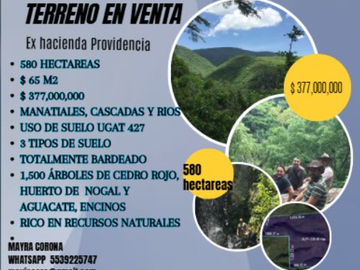 Excelente oportunidad  terreno 580 hectáreas