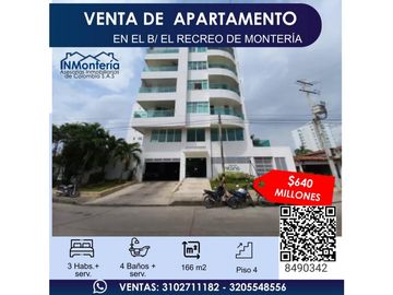 VENTA DE APARTAMENTO EN EL B/ EL RECREO DE MONTERIA