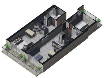 Departamento Monoambiente de 33 m²   4,4 m² de Balcón en Santa Fe 3960, Rosario