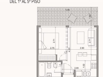 Venta - Departamento - 1 ambiente frente  con balcon  - Vicente Lopez