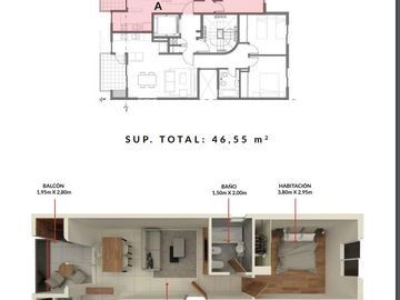 Departamento de 1 y 2 dormitorios.
