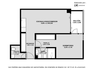 Departamento 2 ambientes en Recoleta