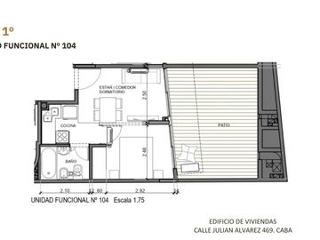 Venta Departamento de 1 Ambiente Divisible a Estrenar con Patio en Villa Crespo