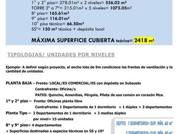 INMUEBLE APTO EDIFICIO EXC UBICACION * 385 Mts2 terreno * 2418 mts2 construibles
