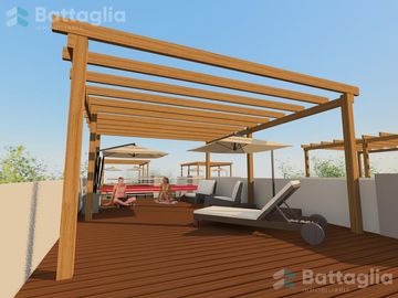 Departamento con espacio vehicular y parrilla en Costa Azul