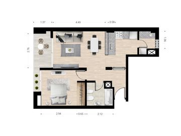 Venta departamento 1 dormitorio en zona centro Quincho con parrillero Solarium
