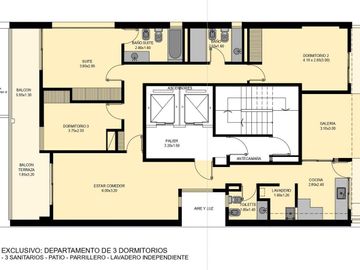 Departamento en venta en  Echesortu, Rosario - Piso exclusivo de 3 dormitorios c/ amenities.