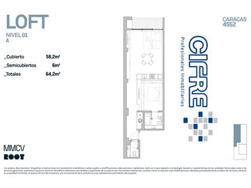 Departamento tipo LOFT con 4,50mts de altura balcón terraza baño y toilette