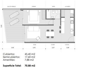 Venta Departamento Dos ambientes con balcón en Almagro Lavalle 4000 En Pozo UF 104