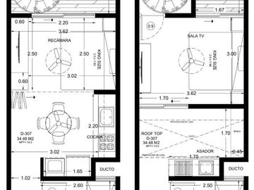 Penthouse duplex Lock-Off de 69 m2, 2 baños, en Aldea Zama