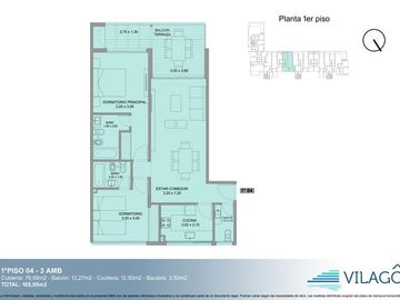 Venta Departamento 3 ambientes  en Vilago barrio Puerto Escondido Nordelta Rio a estrenar