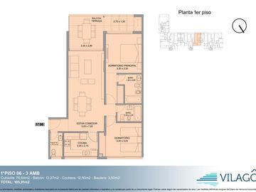 Venta Departamento de 3 ambientes  en Vilago Puerto Escondido, Nordelta a estrenar