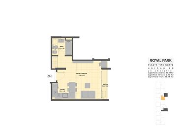 Venta departamento 1 ambiente a estrenar con vista al mar zona La Perla  Royal Park